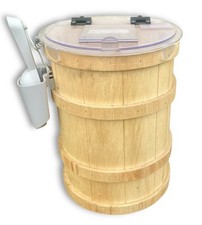 15 Natural Wood Bulk Food Storage Barrel w/Re...