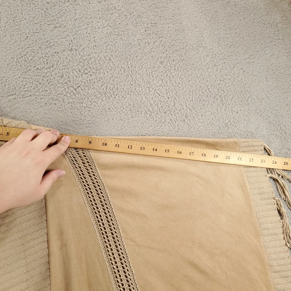 Kimono Chicos Talla Única Bronceado Imitación Gamuza Boho Borlas Flecos Recortes Tejidos Foto 4 de 4