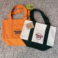 Trader Joe's Mini Canvas Tote Bags Halloween Fall Limited Edition Set of 2
