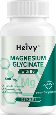 Heivy Magnesium Glycinate 500mg with Vitamin B6, 100% 120 Count (Pack of 1)