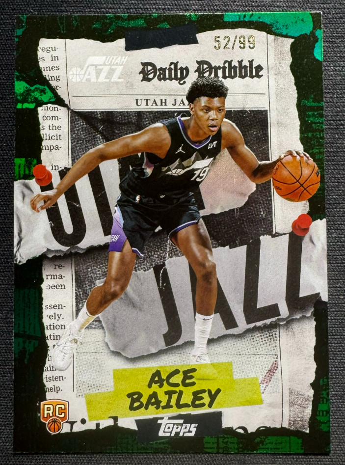 Ace Bailey 2025-26 Topps Flagship Basketball 52/99 Daily Dribble Green RC #DD-35