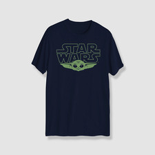 Star Wars Men's Blue The Child Yoda Head Graphic T-shirt Size L
