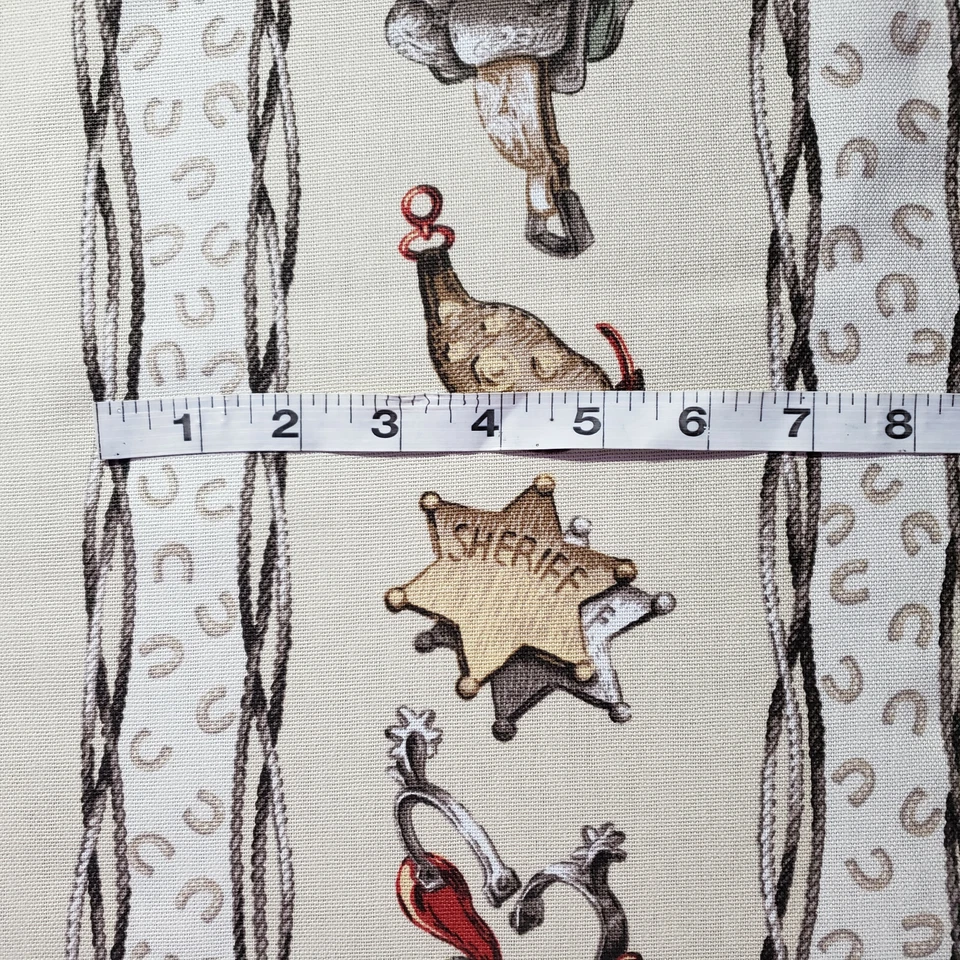 COWBOY WESTERN PRINT STRIPE 100% COTTON UPHOLSTERY FABRIC 54" BY THE YARD - Image 3 of 4