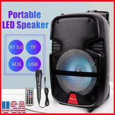 4400 Watts Portable 8" FM Bluetooth Speaker Sound System w/Microphone  Remote