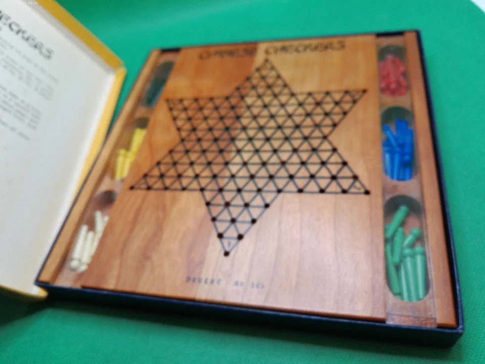 Juego de clavijas de madera Drueke Chinese Chinese Checkers #563 años 50 con caja buen estado Foto 3 de 4