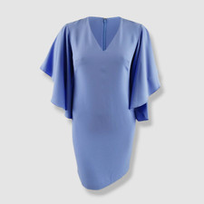 $175 Ralph Lauren Women's Blue Wide Flutter Sleeve Sheath Cocktail Dress Size 2