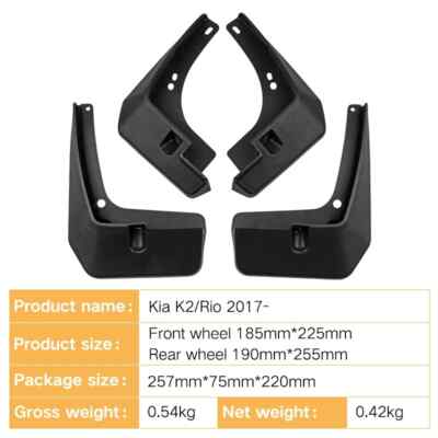 Mud Flaps For KIA K2 Rio 2017-2023 - 4-PC Front & Rear Splash Guards, Heavy Duty ABS, Includes Car Wash Towel - View #4