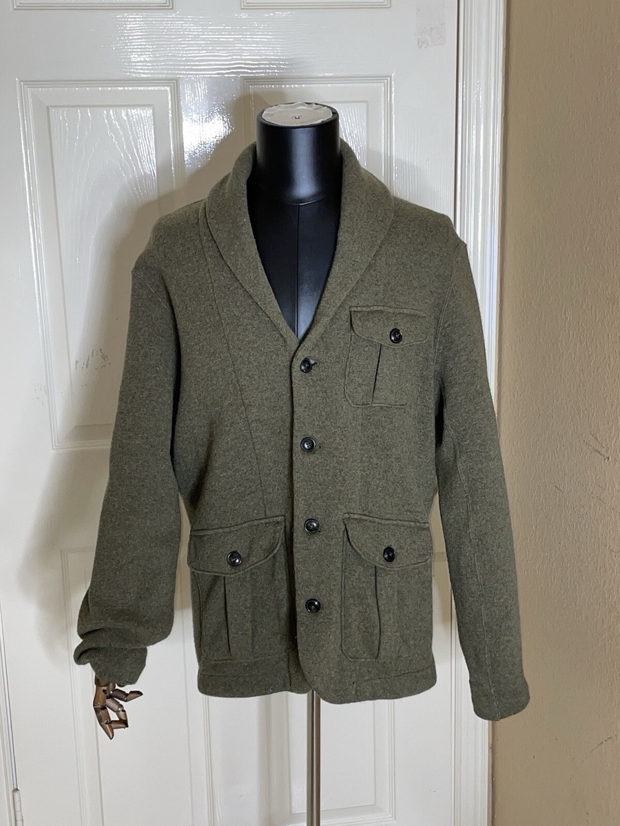 Polo Ralph Lauren Olive Wool Blend Shawl Cardigan Large | eBay