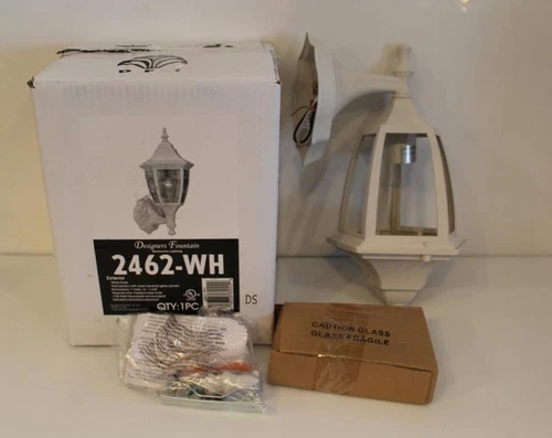 NIB Designers Fountain 2462-WH 1 Exterior Light 7" Cast Aluminum Wall Lantern - Picture 12 of 12