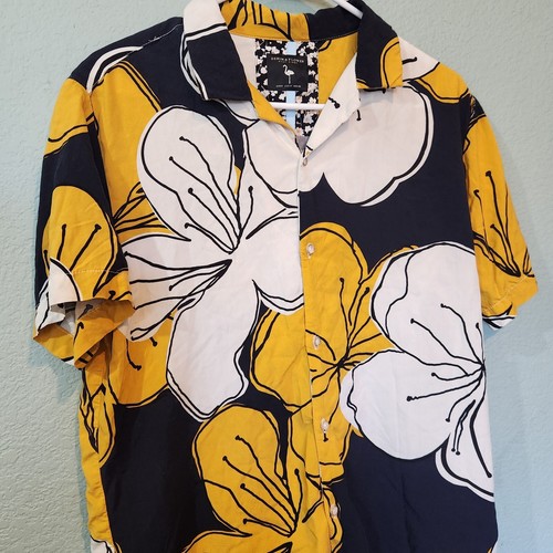 Camicia uomo denim e fiori Ricky Singh media floreale stampa hawaiana con bottoni - Foto 3 di 4