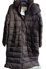 Barbour Sedge Longline Dk Brown Chocolate Duvet Quilted Coat 14 Rrp £249.99