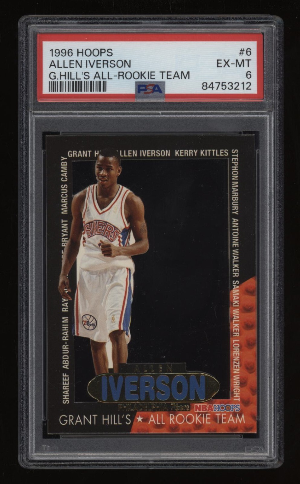 1996-97 Allen Iverson PSA 6 NBA Hoops Grant Hill All-Rookie Team 