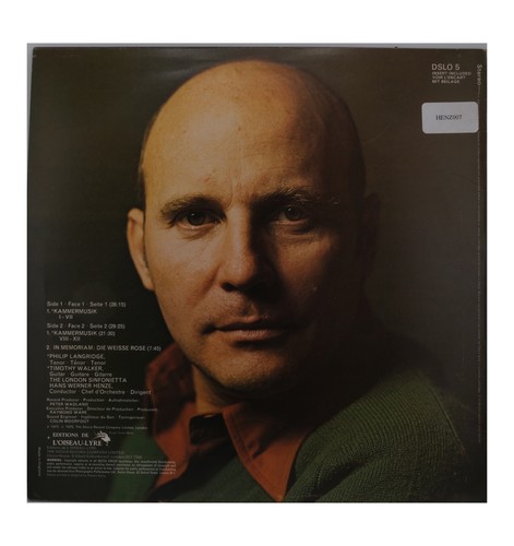 Hans Werner Henze, Musica Da Camera, Langridge, Walker, 1975 - Foto 2 di 2
