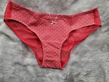 NIP Victoria's Secret Vtg Red Dot Mesh Ruched M Bikini Panties Silky Soft Smooth