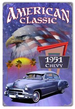 1951 Chevy American Classic Car 18 Heavy Duty Usa Made Metal Auto Car Adv Sign