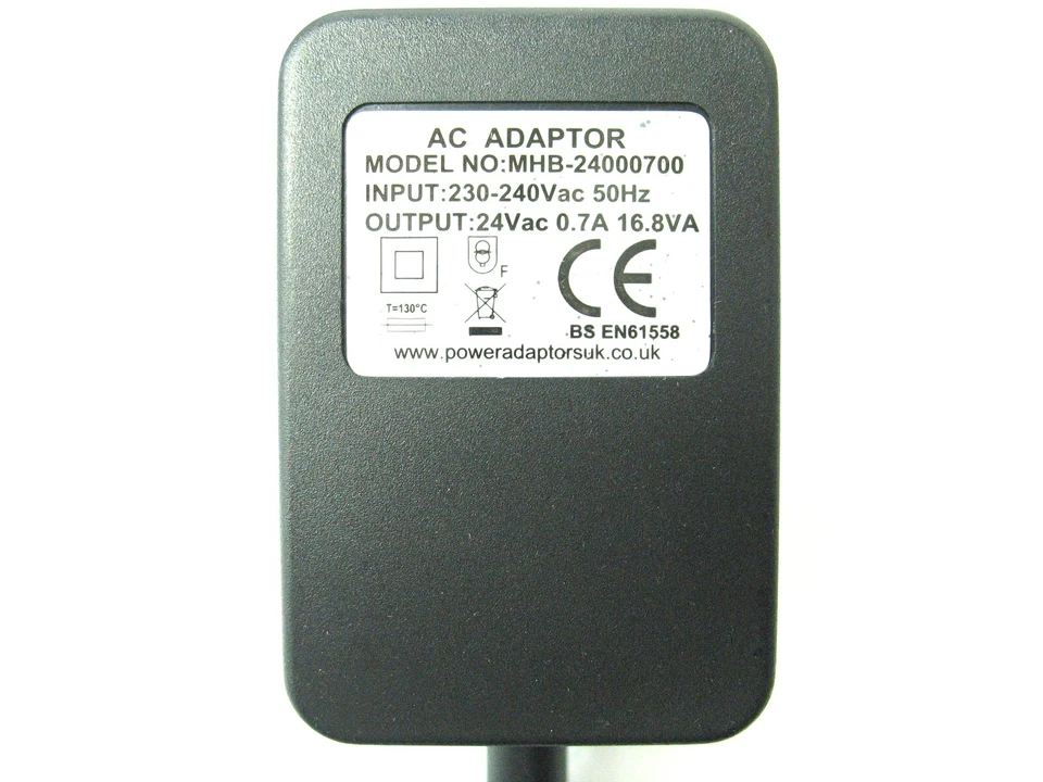 0.7 AMP 24 VOLT 16.8 WATT AC/AC POWER ADAPTOR/SUPPLY/CHARGER/TRANSFORMER LEAD - Image 2 of 2