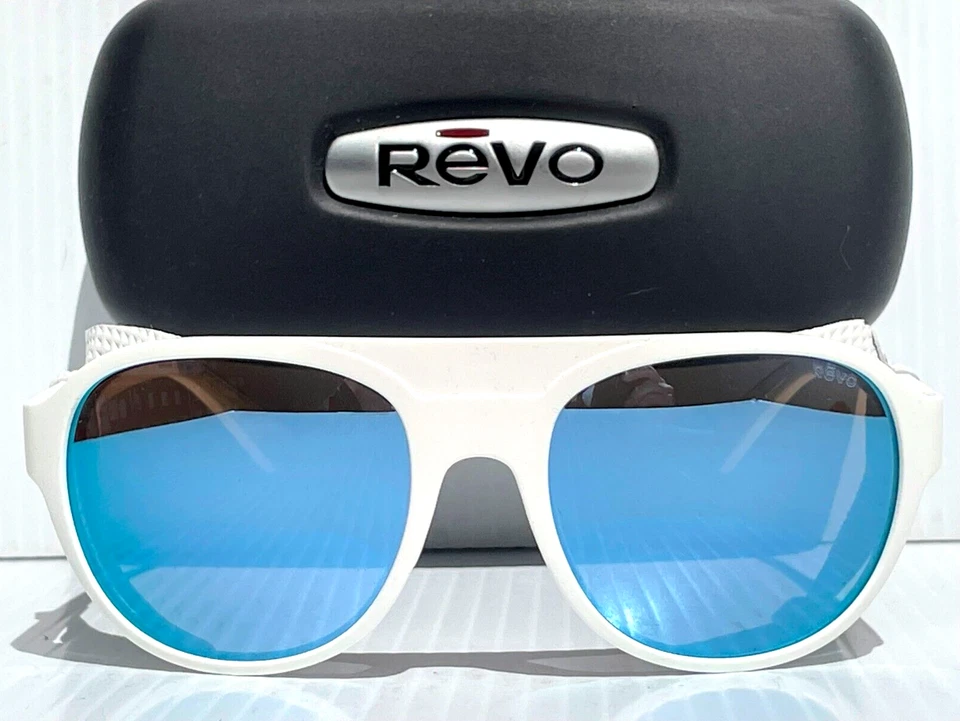 NUEVO REVO TRAVERSE Blanco Mate POLARIZADO Azul Lente Agua Gafas de Sol 1036 09 BL Foto 2 de 4