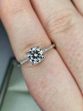 1.30ct Moissanite Engagement Ring in Platinum Overlay 925 Sterling Silver SIZE N