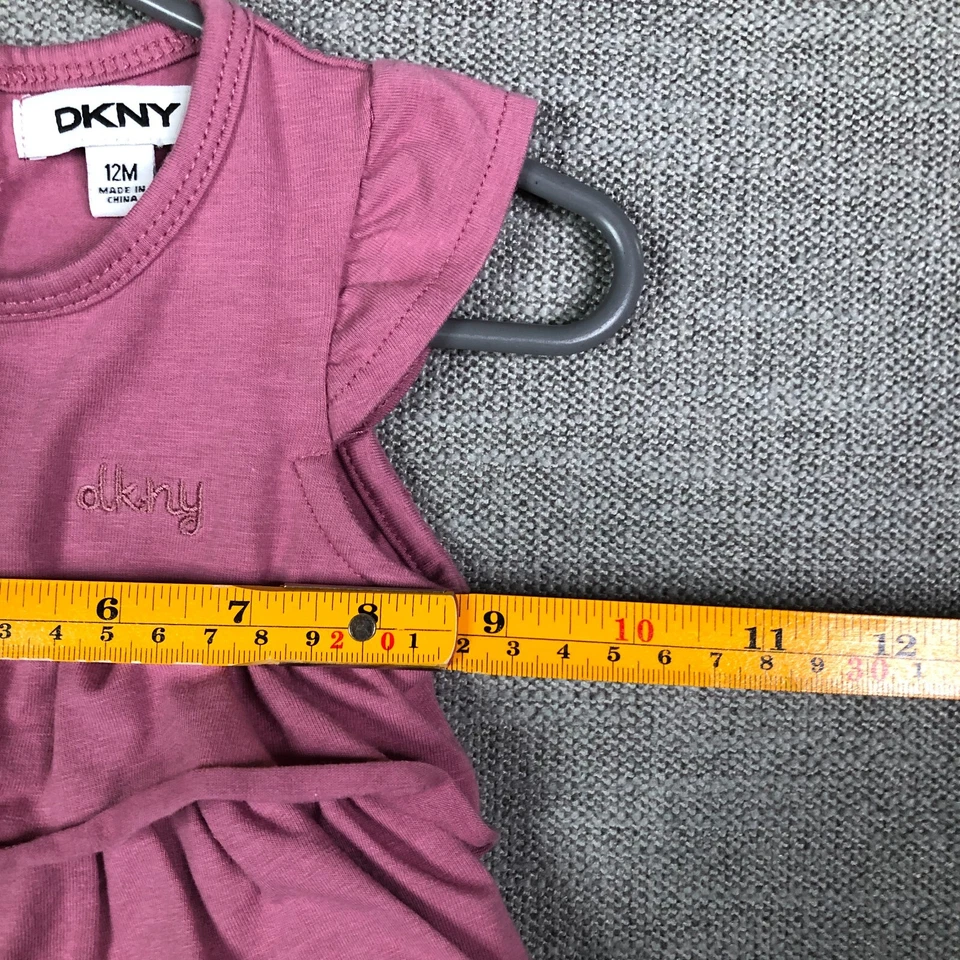 DKNY Dress Baby Girls 12M Months Pink Layered Tiered Ruffle Spring Casual Preppy - Image 3 of 4