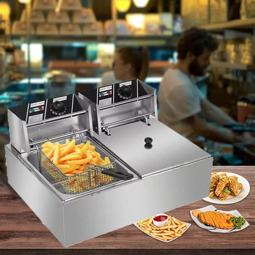 20L Commercial Electric Deep Fryer Fat Chip Twin Dual Tank Stainless Steel 5000W - Picture 2 of 28