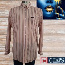 Chaps Men’s Long Sleeve Button-Down Shirt  Striped Casual Dress Shirt Size L
