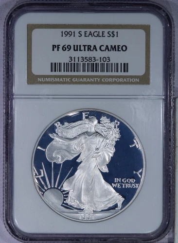 1991-S Silver Eagle ASE $1 NGC PF69 PR69 Ultra Cameo DCAM