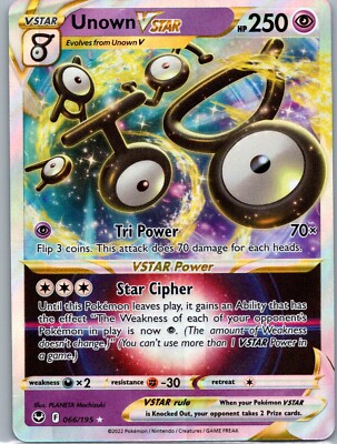 Pokémon TCG Unown VSTAR Silver Tempest 066/195 Holo Ultra Rare NM