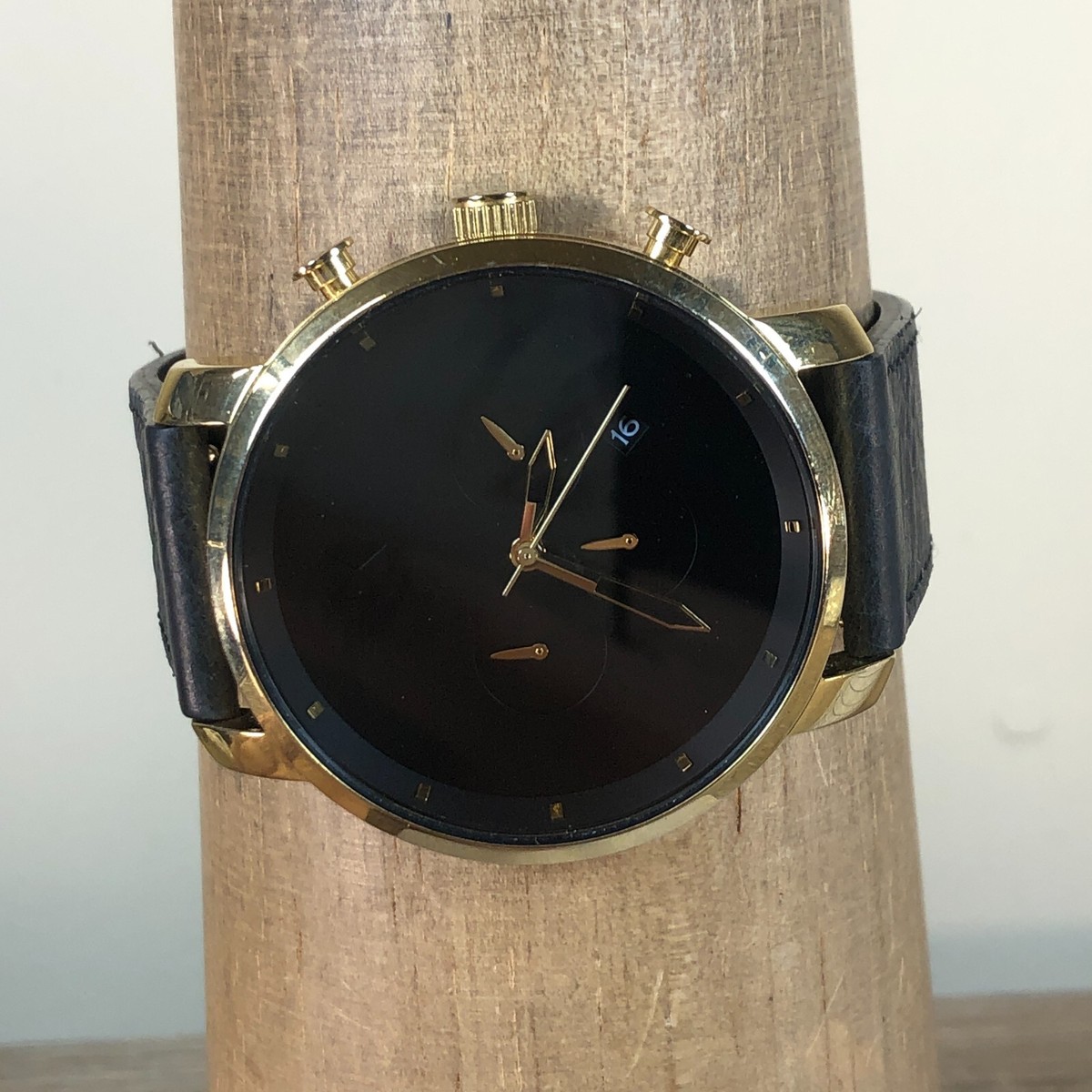 Mvmt Blacktop Mvmt Gold Black Leather MVMT Men C10 Black Dial Date