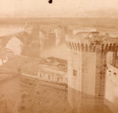 Avignon Rampart Brücke Frankreich altes Stereo Foto 1860'