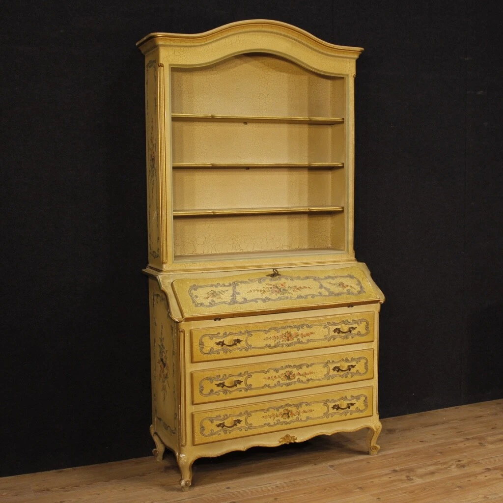 Secrétaire de bureau Scriban Desk bibliothèque en ronce de noyer hollandaise du
