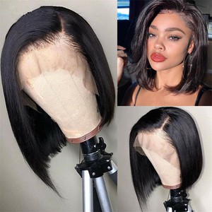 Short Bob Haircuts Natural Black Lace Front Wig Heat Resistant