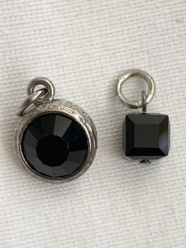Black Rhinestone Charms Beaucoup Designs Silver Tone