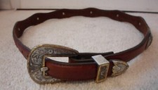 Justin Woven Western Concho Belt 2 Tone Silver/Gold Hardware Size 32