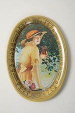 Coca Cola Tip Tray (R4B) Reproduction from 1973 Woman Glass Floppy Hat Gold