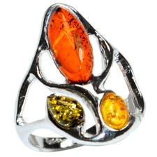 4.2g Authentic Baltic Amber 925 Sterling Silver Ring Jewelry N-A7359 s.6.5