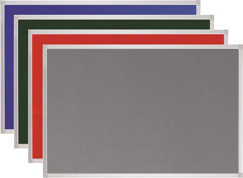 QConnect Felt notice board / Pin Board Aluminium frame 900 x 600 & 1200 x 900 mm