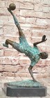 Stunning Bronze Sculpture of Soccer Player in Action by Artist Milo Hand Made