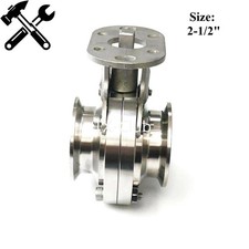 Stainless Steel 304 Sanitary Butterfly Valve 2-1/2" Clamp OD 77mm With Bracket