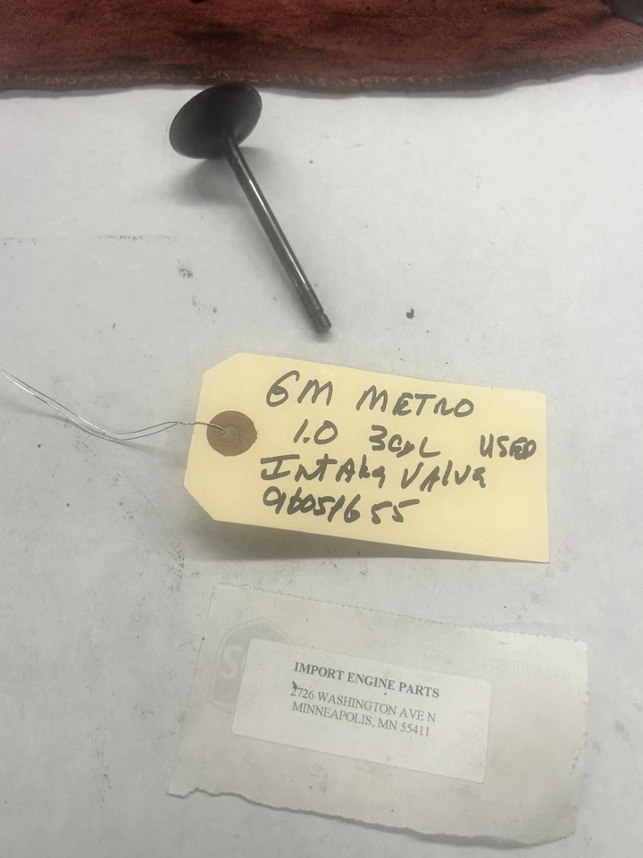VÁLVULA DE ADMISIÓN *USADA* SE ADAPTA A GEO METRO 993cc SOHC 1992-2000 96051655 *USADA* Foto 2 de 3
