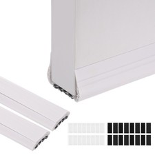 2 Pcs Under Door Draft Stopper, Door Draught Noise Blocker with Brush, White