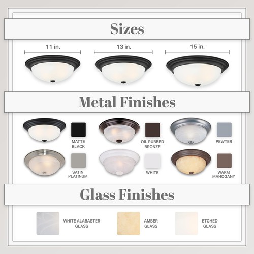 2-Light Flush Mount Ceiling Light, 11 Inch Lighting Fixture for Kitchen, Bedr... - Picture 6 of 6