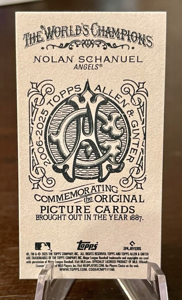 Nolan Schanuel 2025 Topps Allen & Ginter Mini No Number Back /50 Short ...
