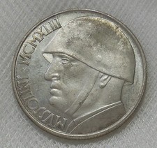 ITALY MUSSOLINI 20 LIRE RESTRIKE COIN DATED 1928
