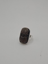 Sterling Silver And Craved Smokey Quartz Ring, Size 9