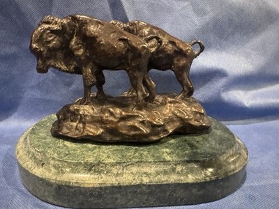 Large American Buffalo Bison Bronze Sculpture by Russell HotCast Figure Decor