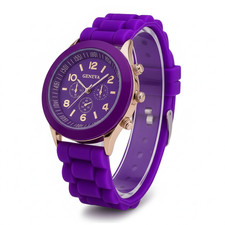 Women's Fashion Silicone Quartz Men Girl Boy Unisex Wrist Watch Purple