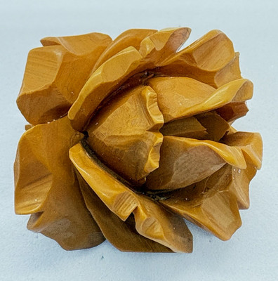 Vintage Carved Butterscotch Bakelite Rose Flower Brooch Pin 1930s Art Deco