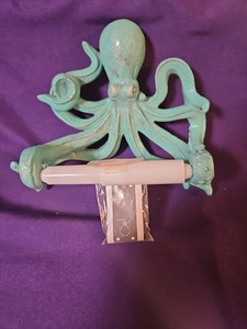 Squid Toilet Paper Holder Rustic Aqua Color