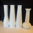 Asst Of Vintage Milk Glass Vases 9” (3)Tall 8”(1) EO Brody Co, Set Of 4 decor