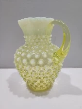 Fenton TOPAZ OPALESCENT Hobnail Syrup ~ GORGEOUS Vaseline Glow! 